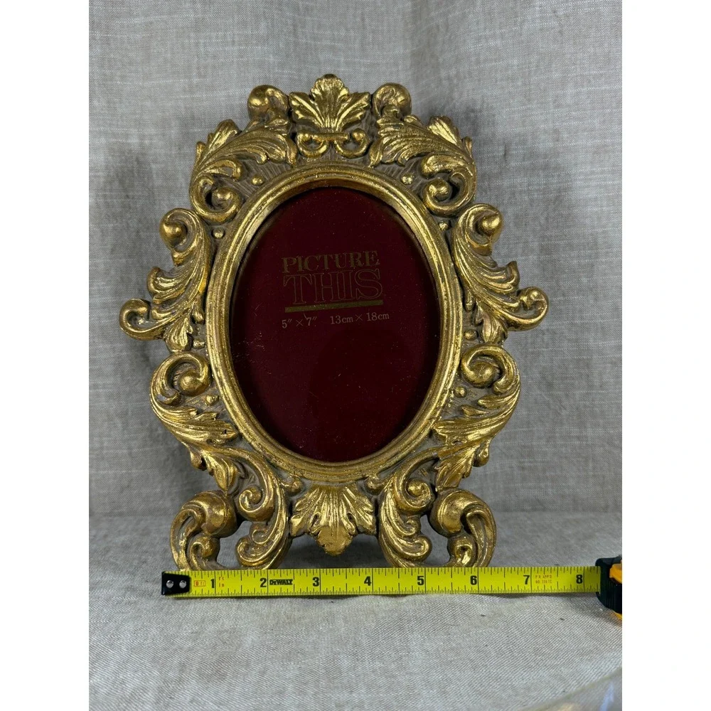 Picture Frame Good Vintage Gold Ornate Baroque Rococo Scroll 5x7 Tabletop Decor